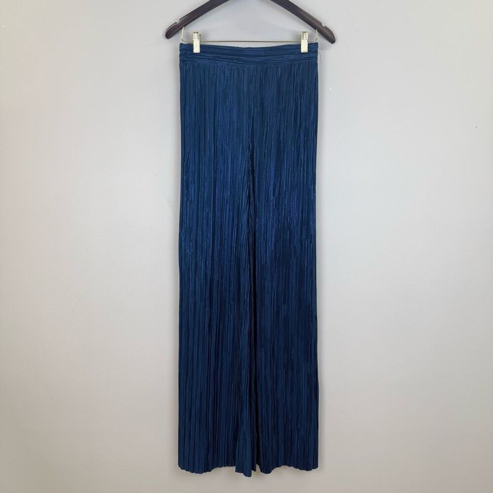 Sabina Musayev Metallic Navy Pleated Wide-Leg Pants and Top (Set) - Picture 5 of 7